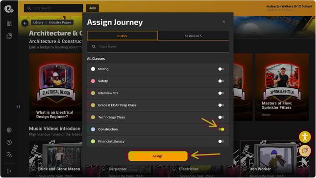 assign badge pick class