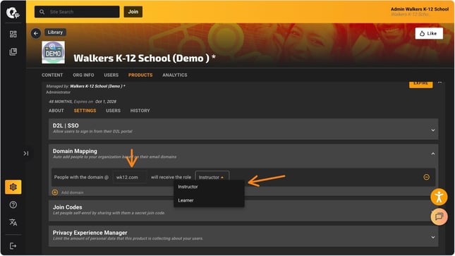 assign role to domain