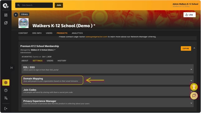 domain mapping setting