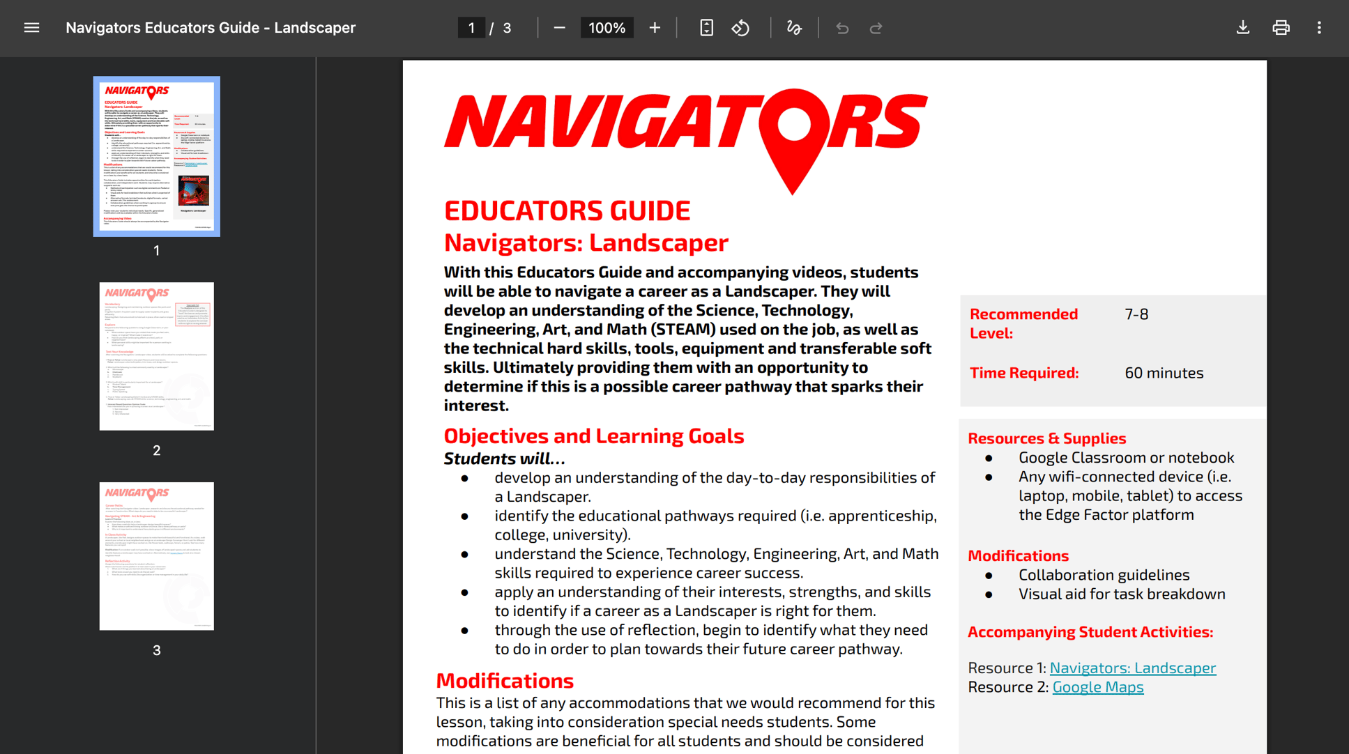 How to Download Lesson Plans/Educator Guides