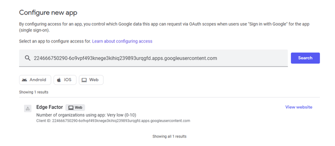 google sso config new app