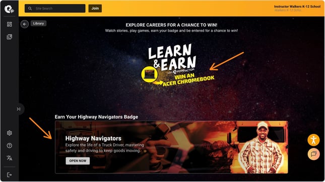 learn and earn prize and badge