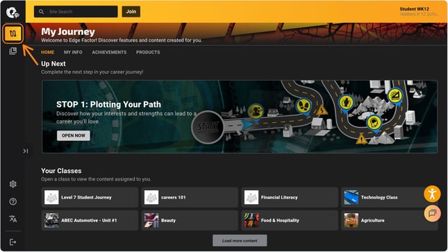 student my journey page