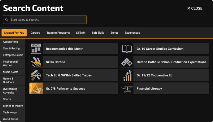 Search Content Window